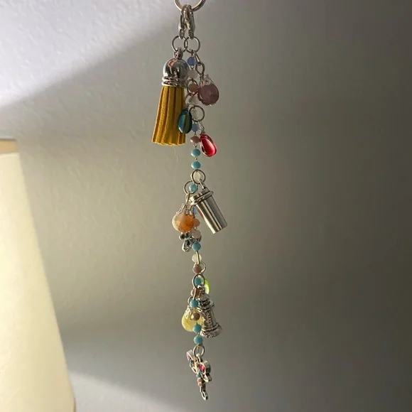 Colorful Handcrafted Charm Keychain with Tassel - Picture 4 of 5